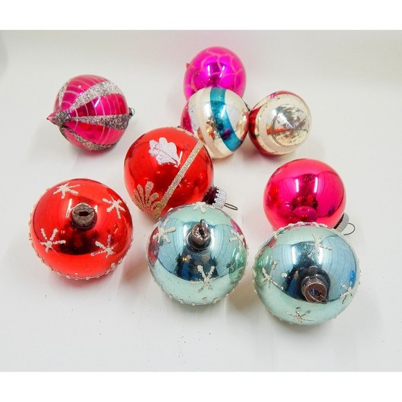 Vintage Glass Christmas Tree Ornament Lot Shiny Brite Czechoslovakia 10 Pieces - Picture 2 of 10